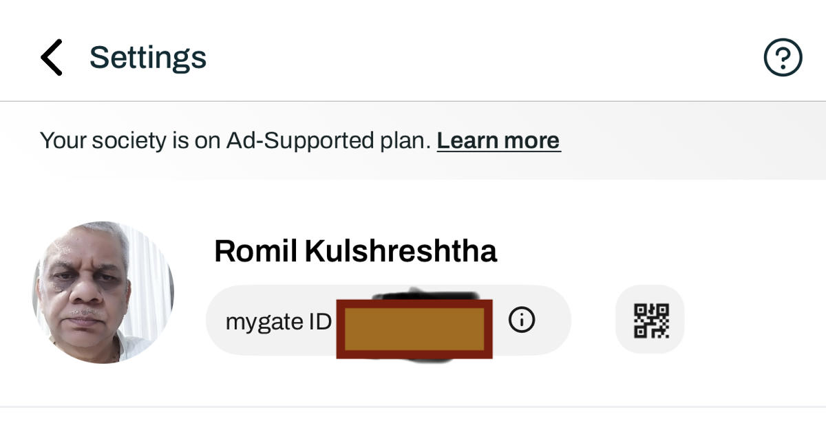 Example MyGate profile settings screen showing where to check the resident profile